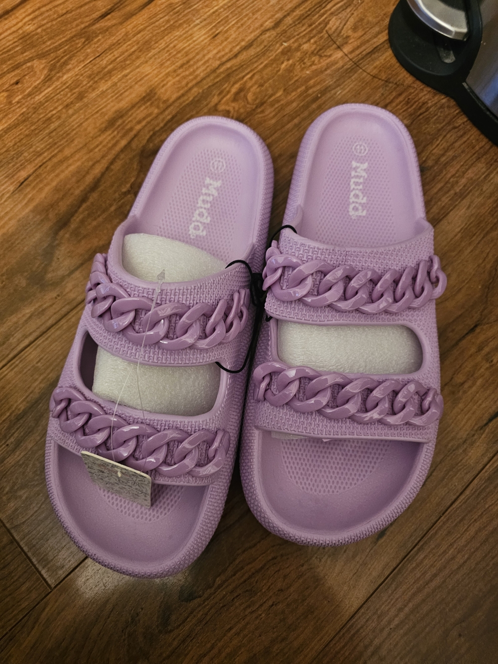 Mudd Lilac Dual-Chain Slide Sandals